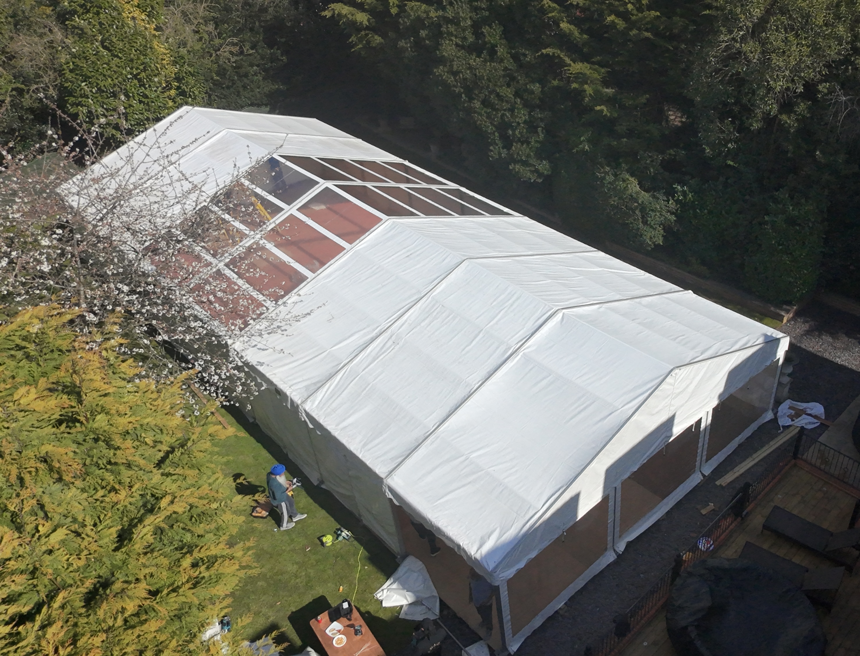 Aerial view of marquee installation — Regiis Events